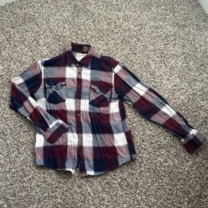 Men's Plaid Shirt - Red, Blue, and White